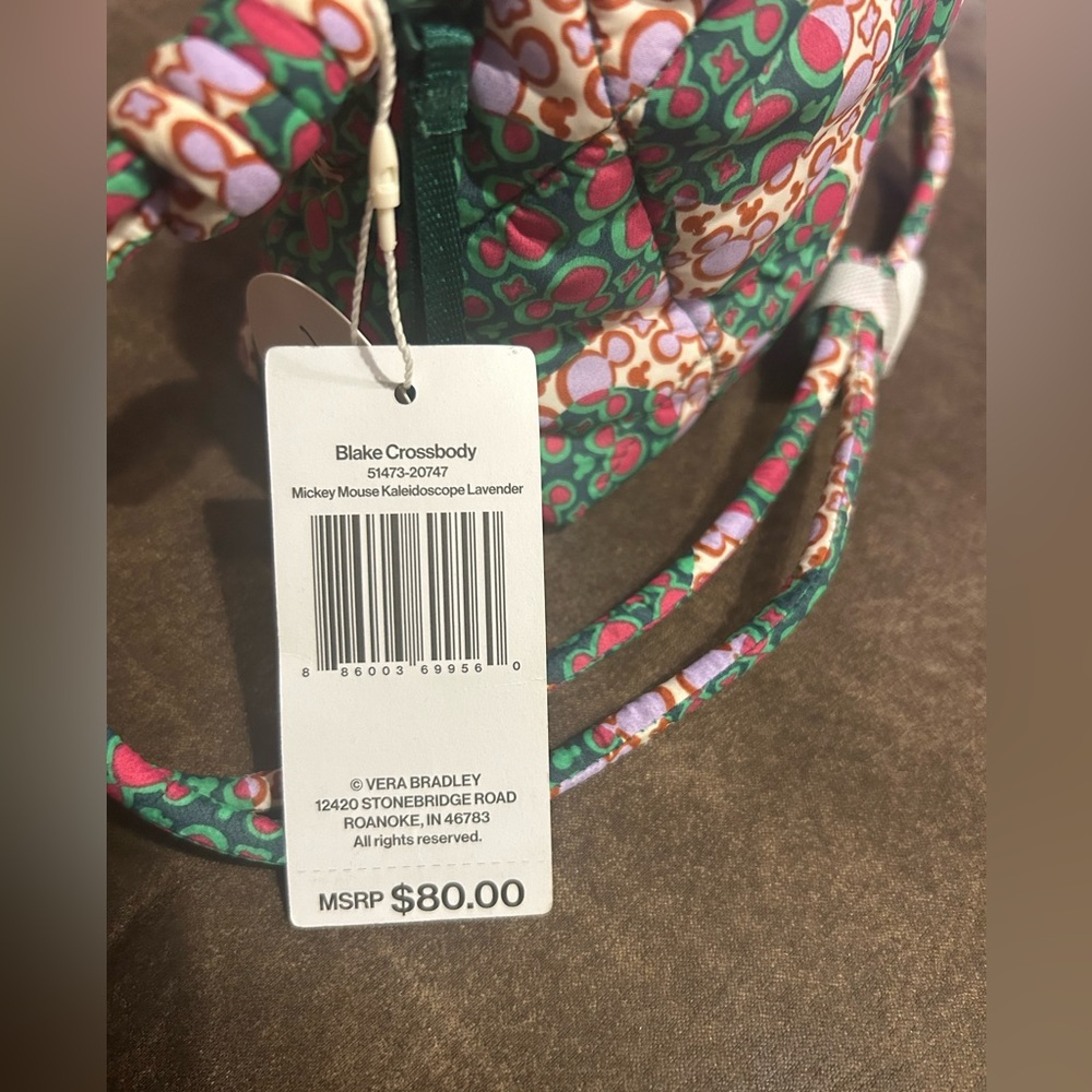 NWT Vera Bradley Mickey Mouse Kaleidoscope Lavender Blake Crossbody Bag - Picture 6 of 6